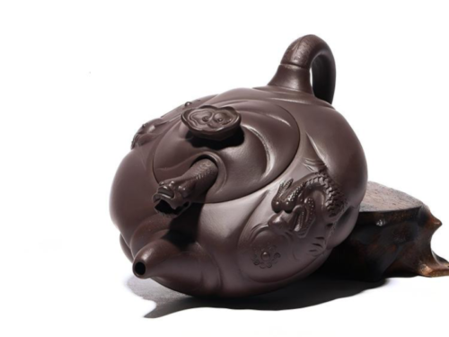 chinese yixing zisha teapot with artistic glaze 1